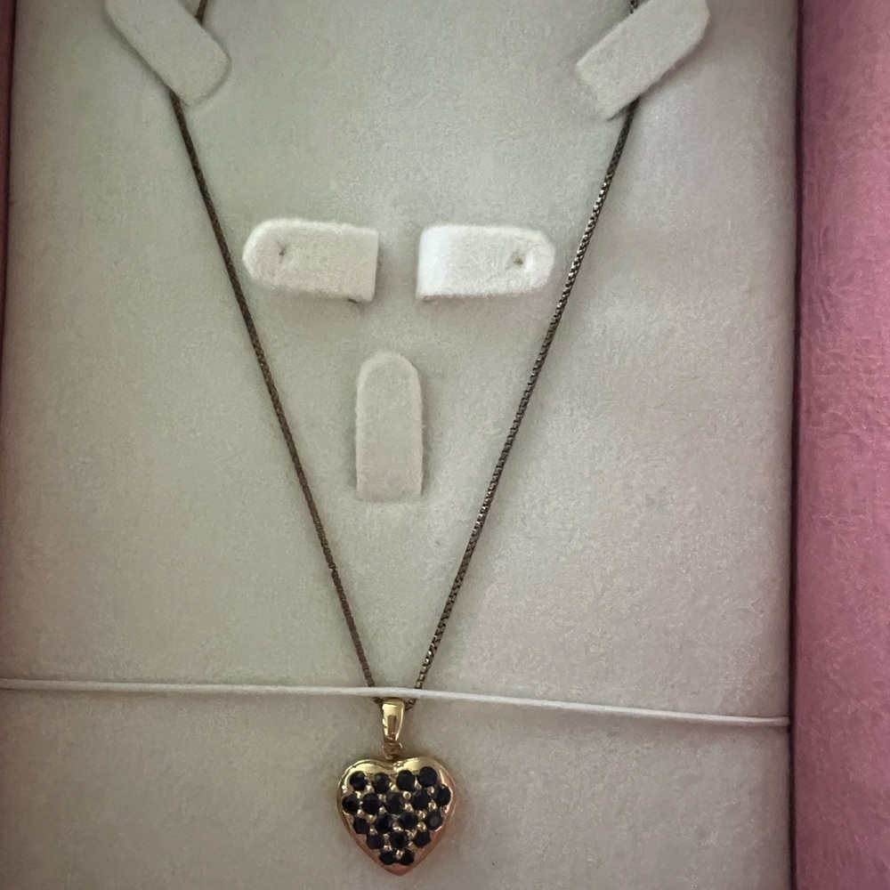 Elegant Gold Heart Necklace with Black Accents